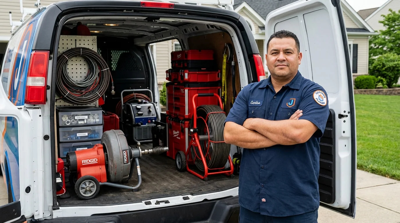 Professional drain cleaning equipment and Johns Plumbing LLC plumber in Splendora