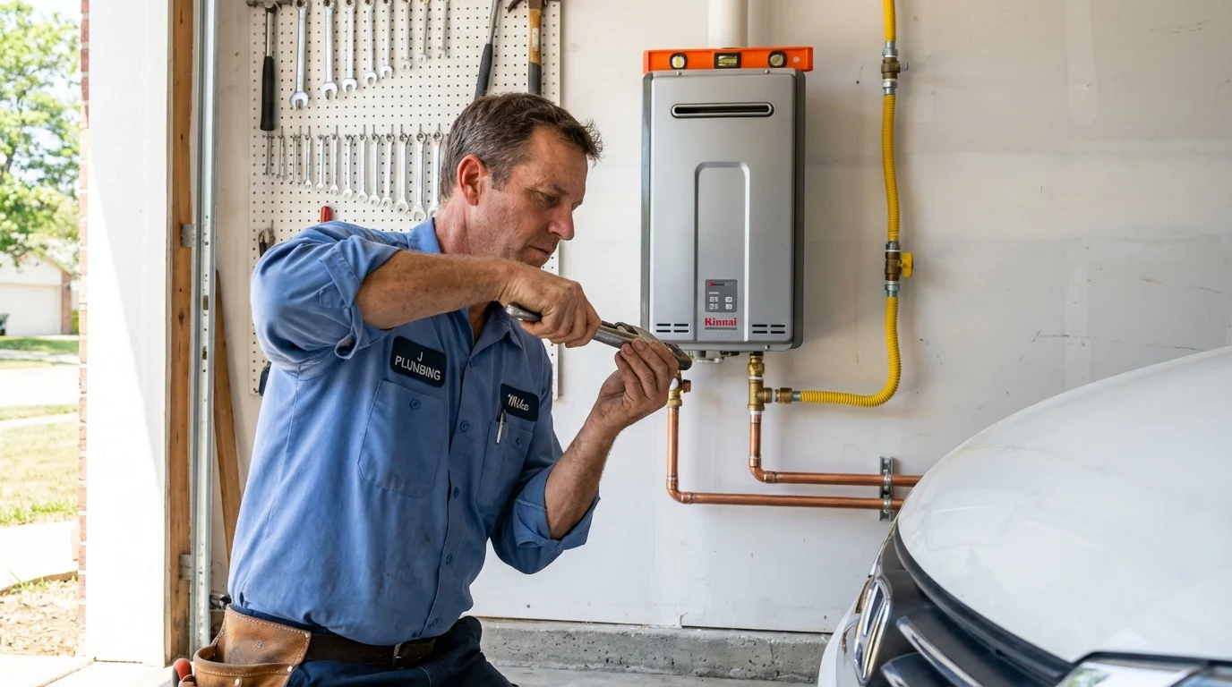 Tankless water heater installation by a Johns Plumbing LLC plumber in Splendora